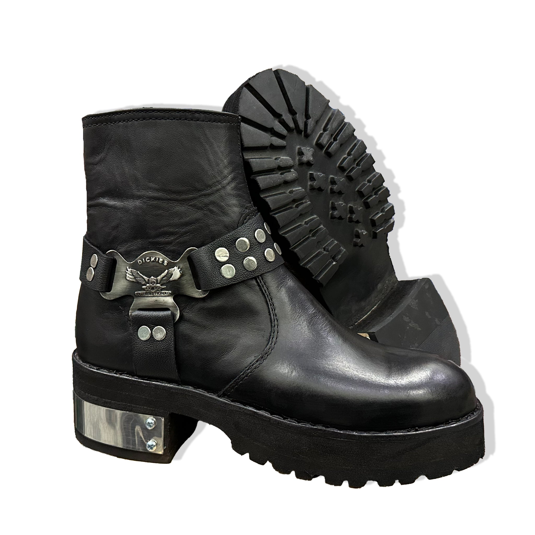 Artisan Black Biker Harness Handmade Leather Boots