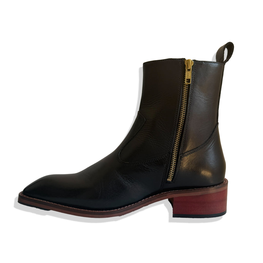 Prestige Black Leather Cuban Heel Chelsea Boots