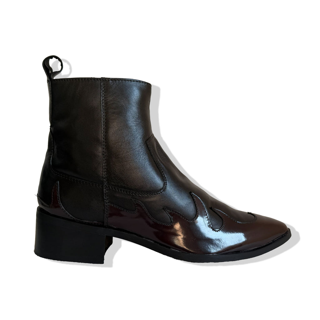 Phantom Burgundy Flame Leather Chelsea Boots