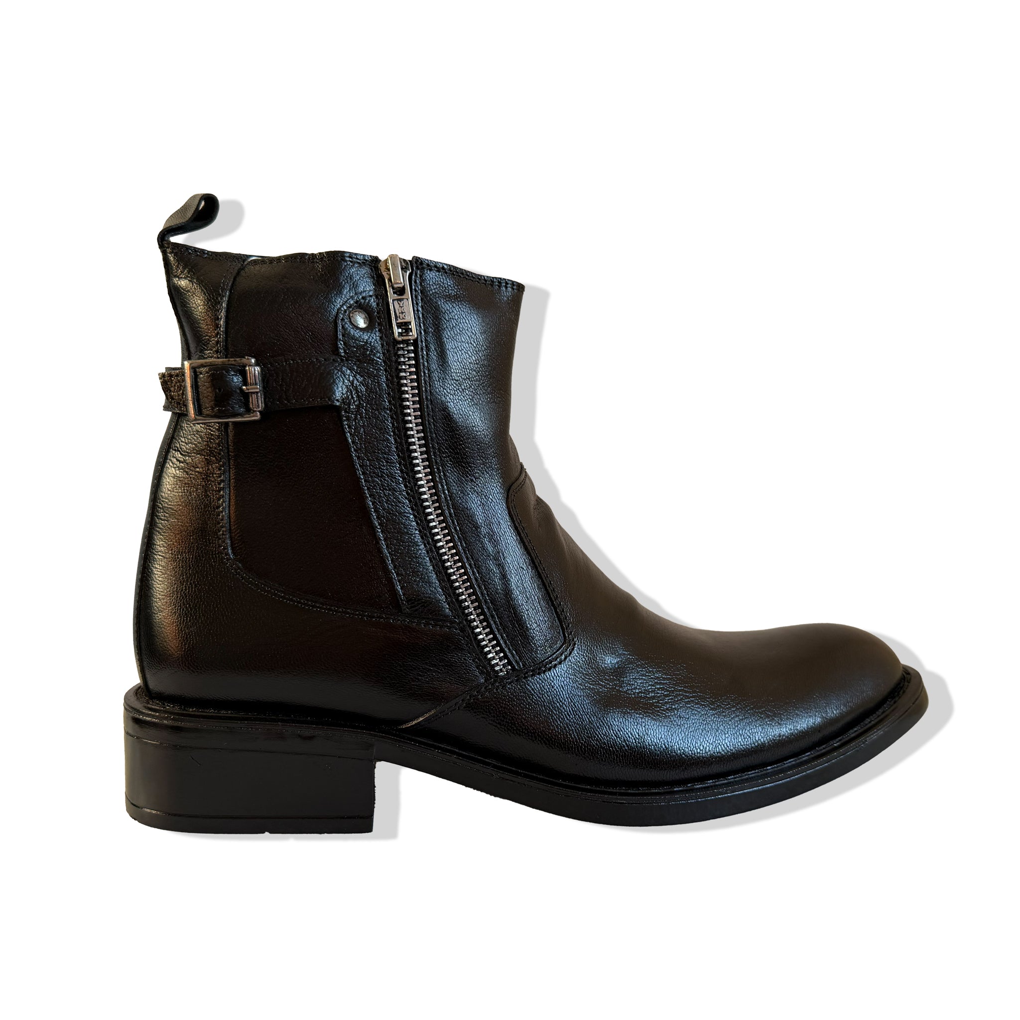 Rebel Black Dual-Zip Leather Chelsea Boots