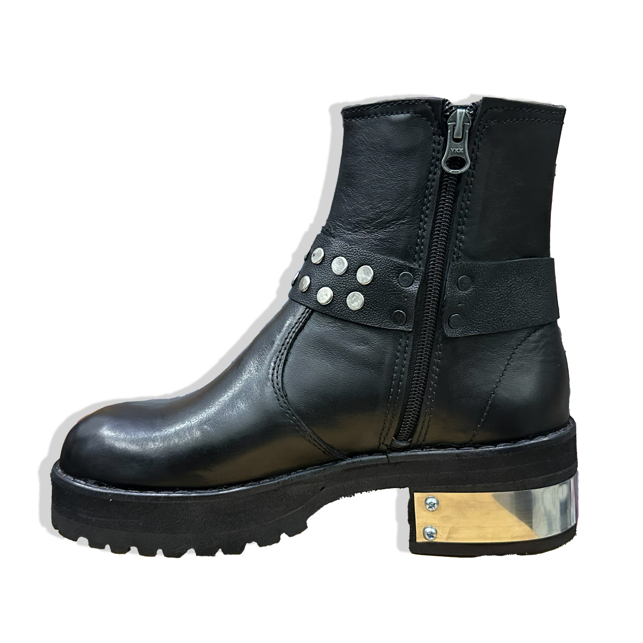 Artisan Black Biker Harness Handmade Leather Boots