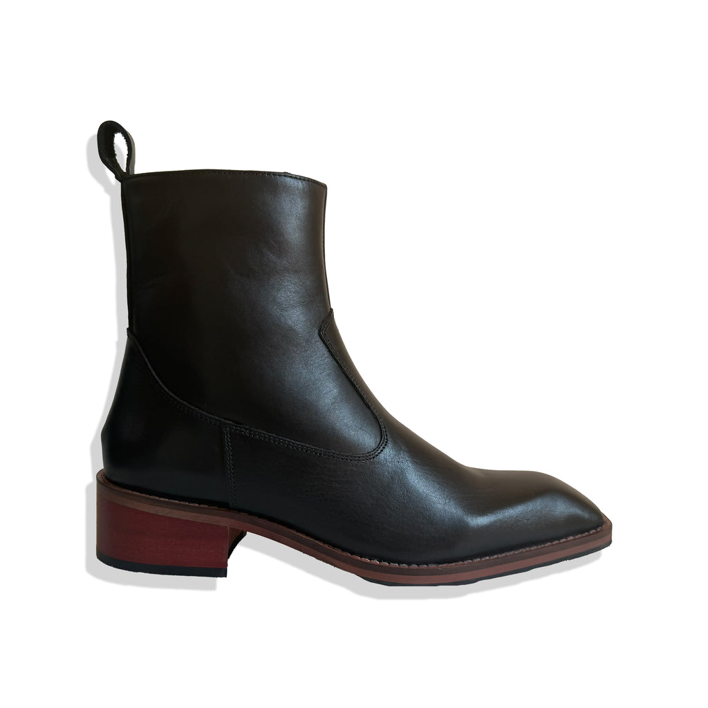 Prestige Black Leather Cuban Heel Chelsea Boots