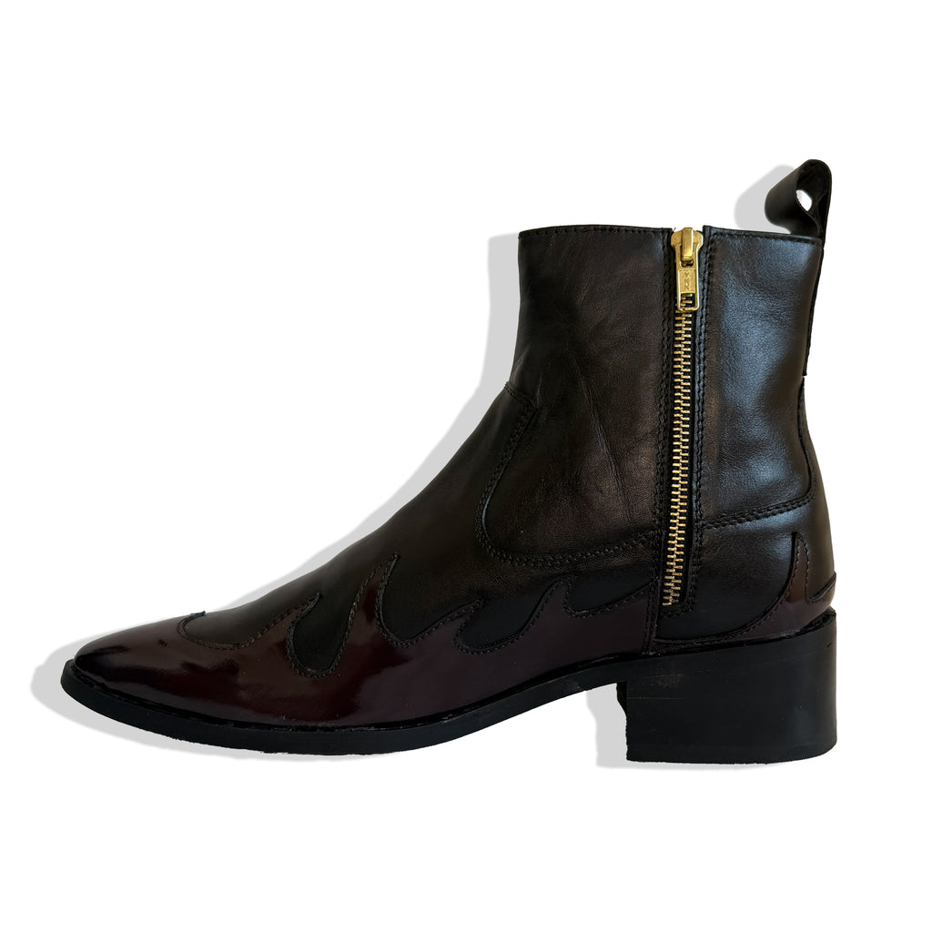 Phantom Burgundy Flame Leather Chelsea Boots