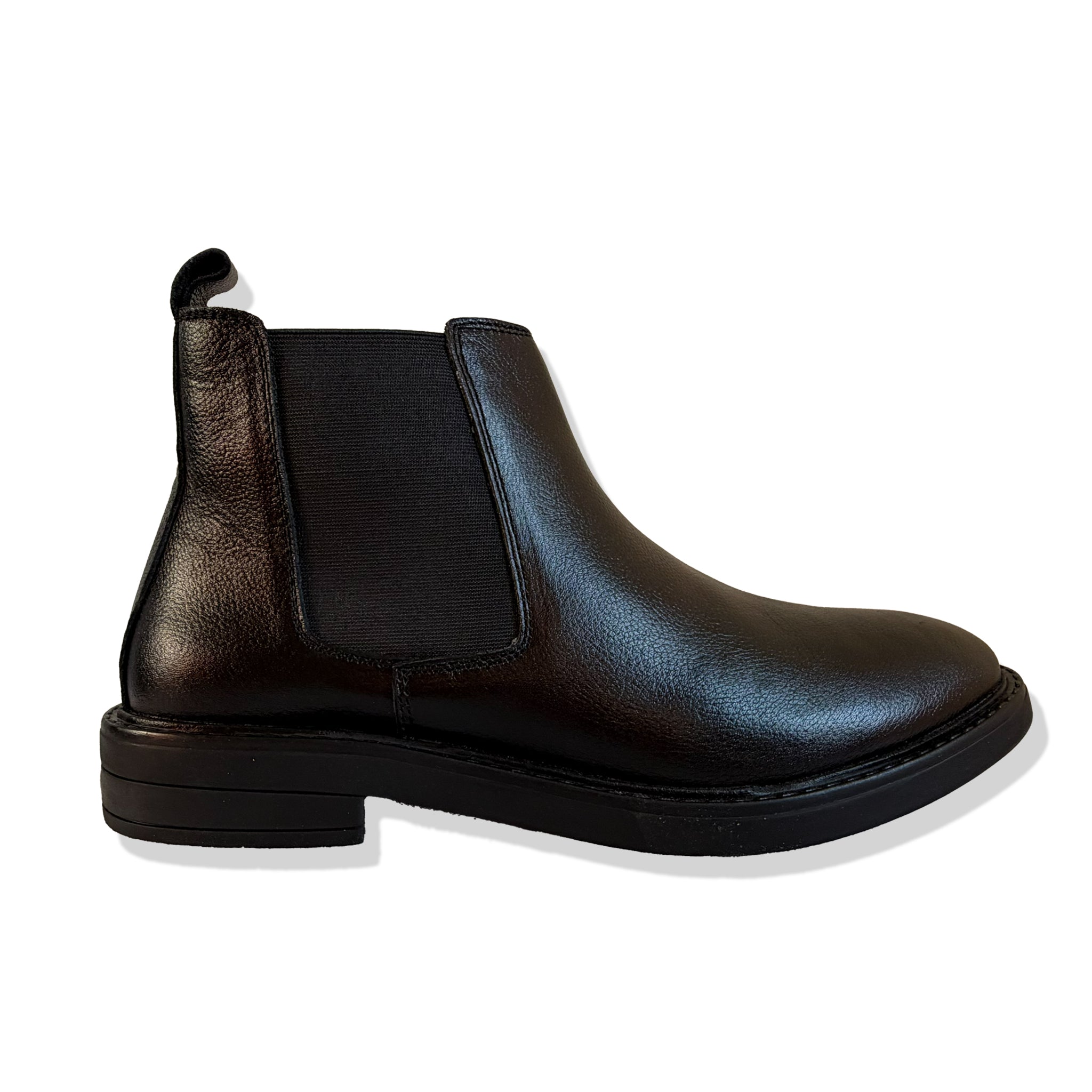 Classic Black Grain Leather Chelsea Boots