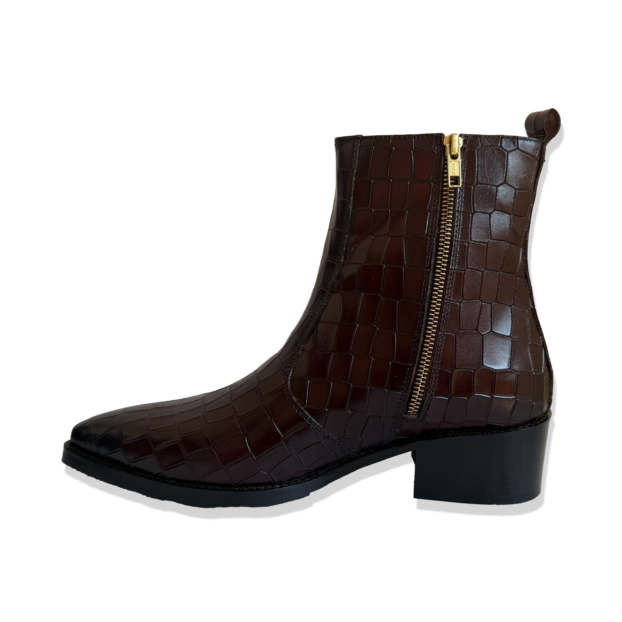 Royal Burgundy Croc Leather Cowboy Chelsea Boots