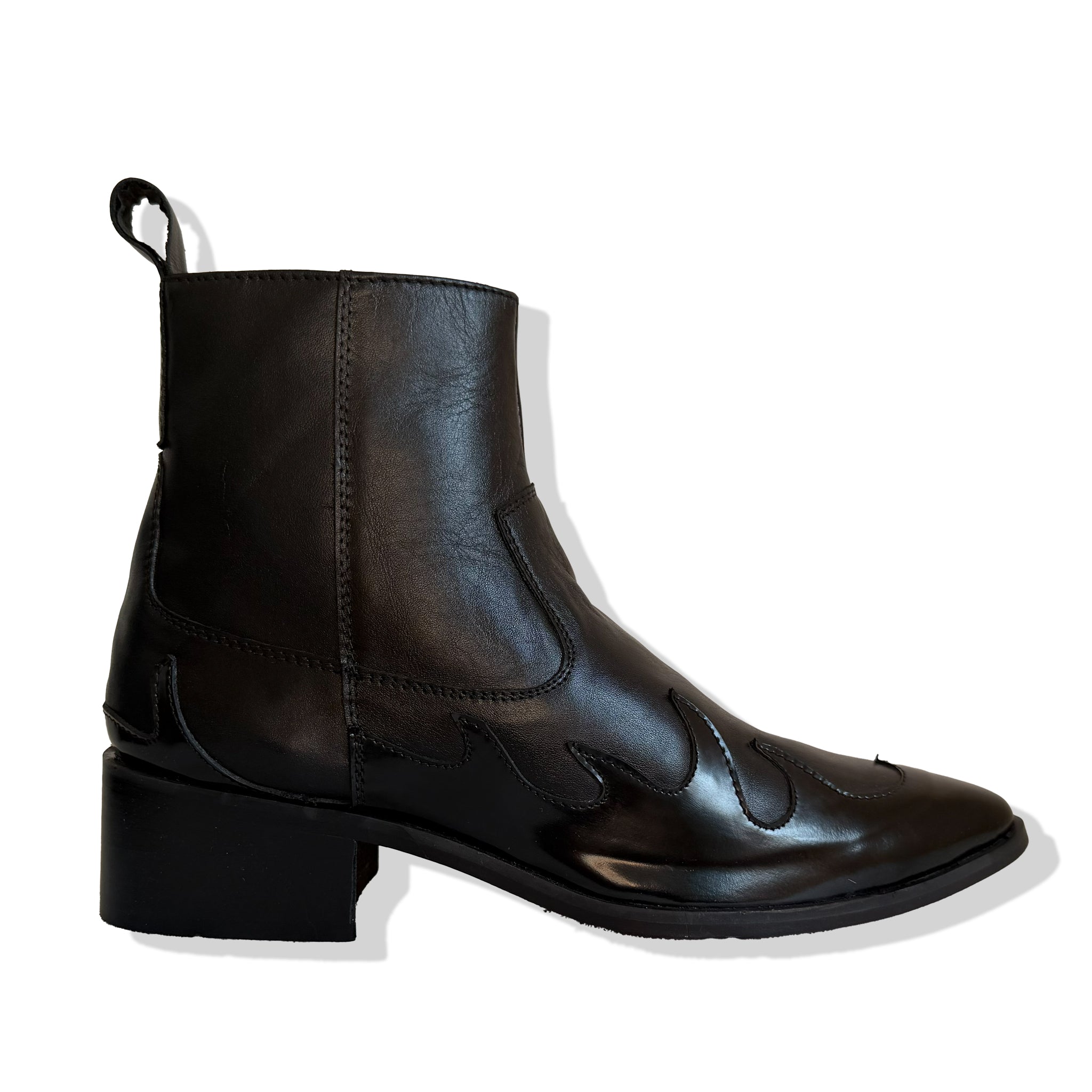Phantom Black Flame Leather Chelsea Boots