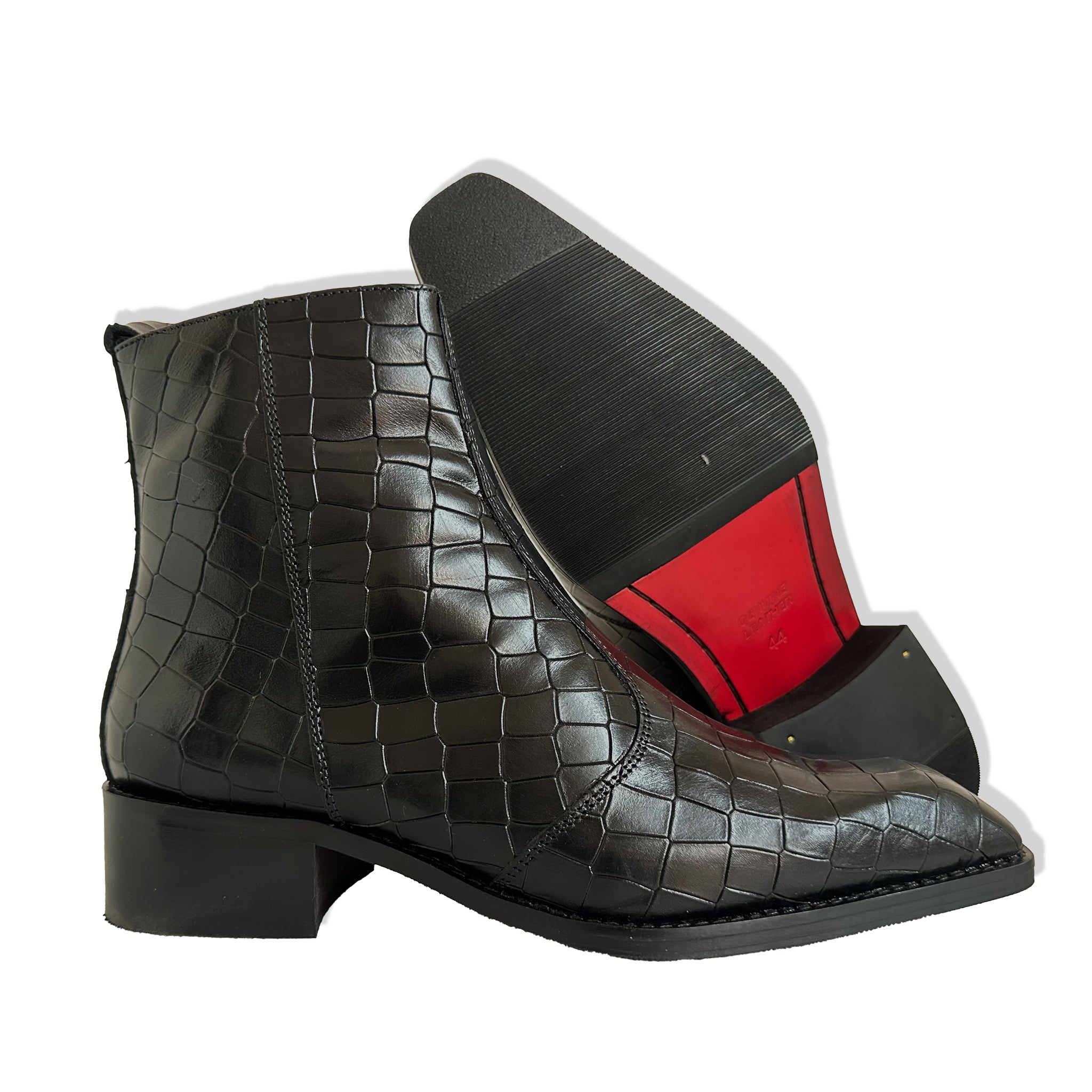 Noir Croc Chelsea Boots