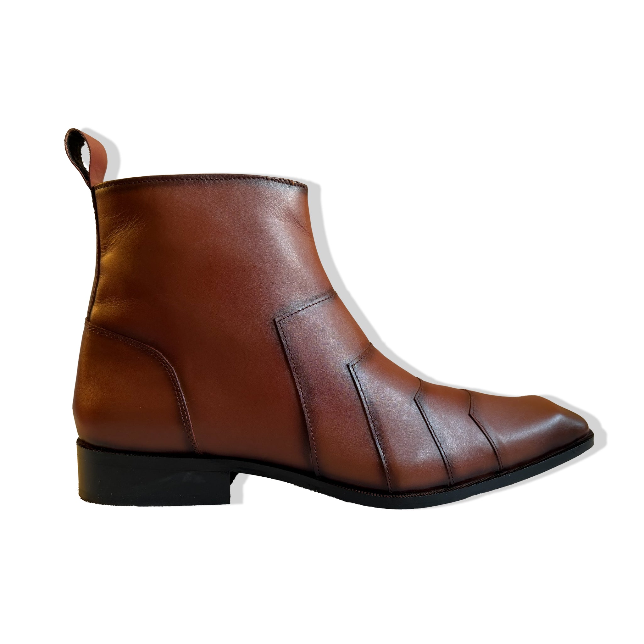 Elite Tan Stitched Panel Leather Chelsea Boots