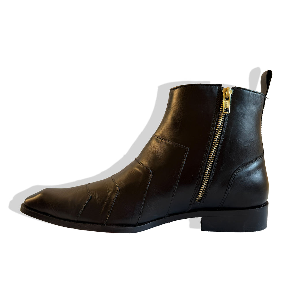 Elite Black Stitched Panel Leather Chelsea Boots