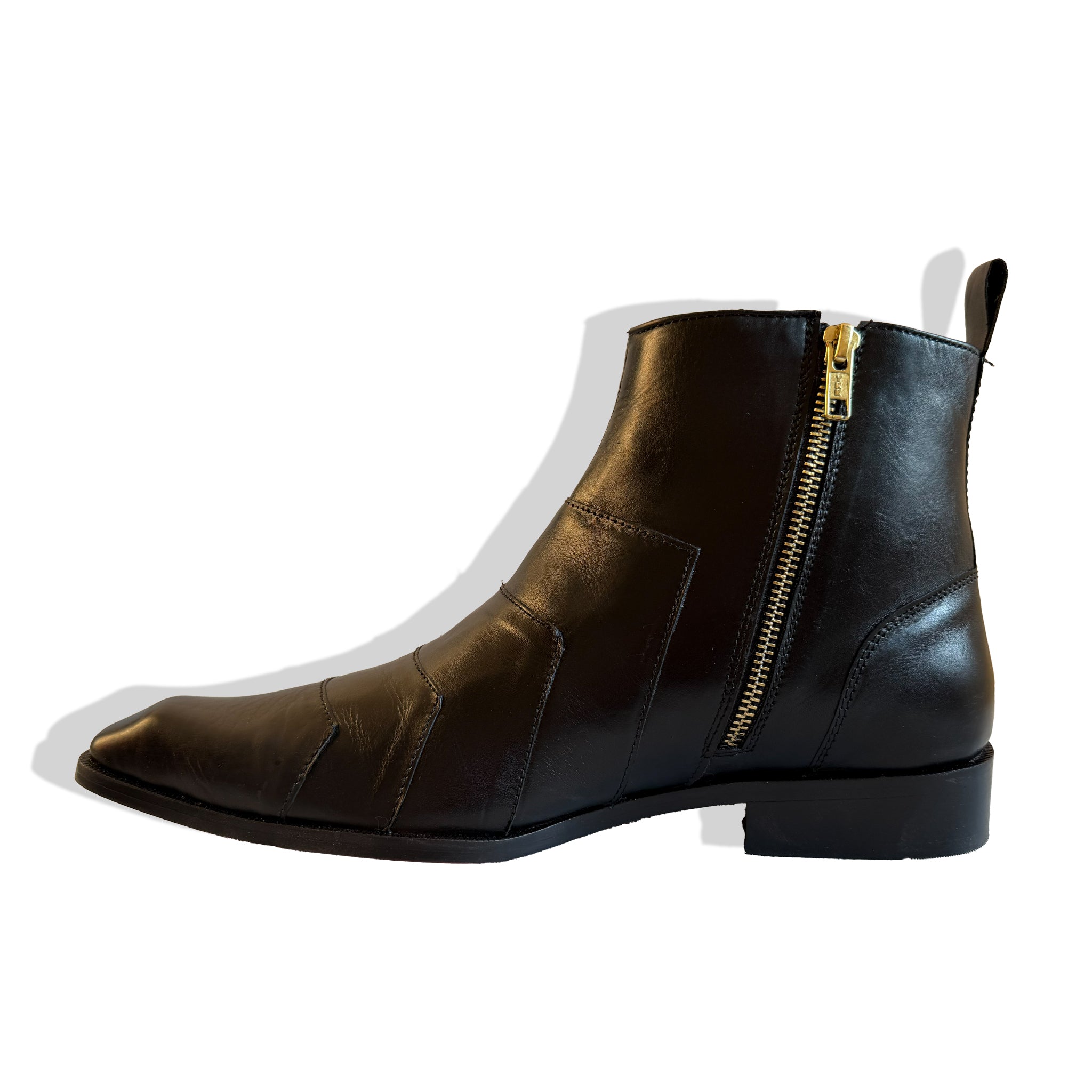 Elite Black Stitched Panel Leather Chelsea Boots