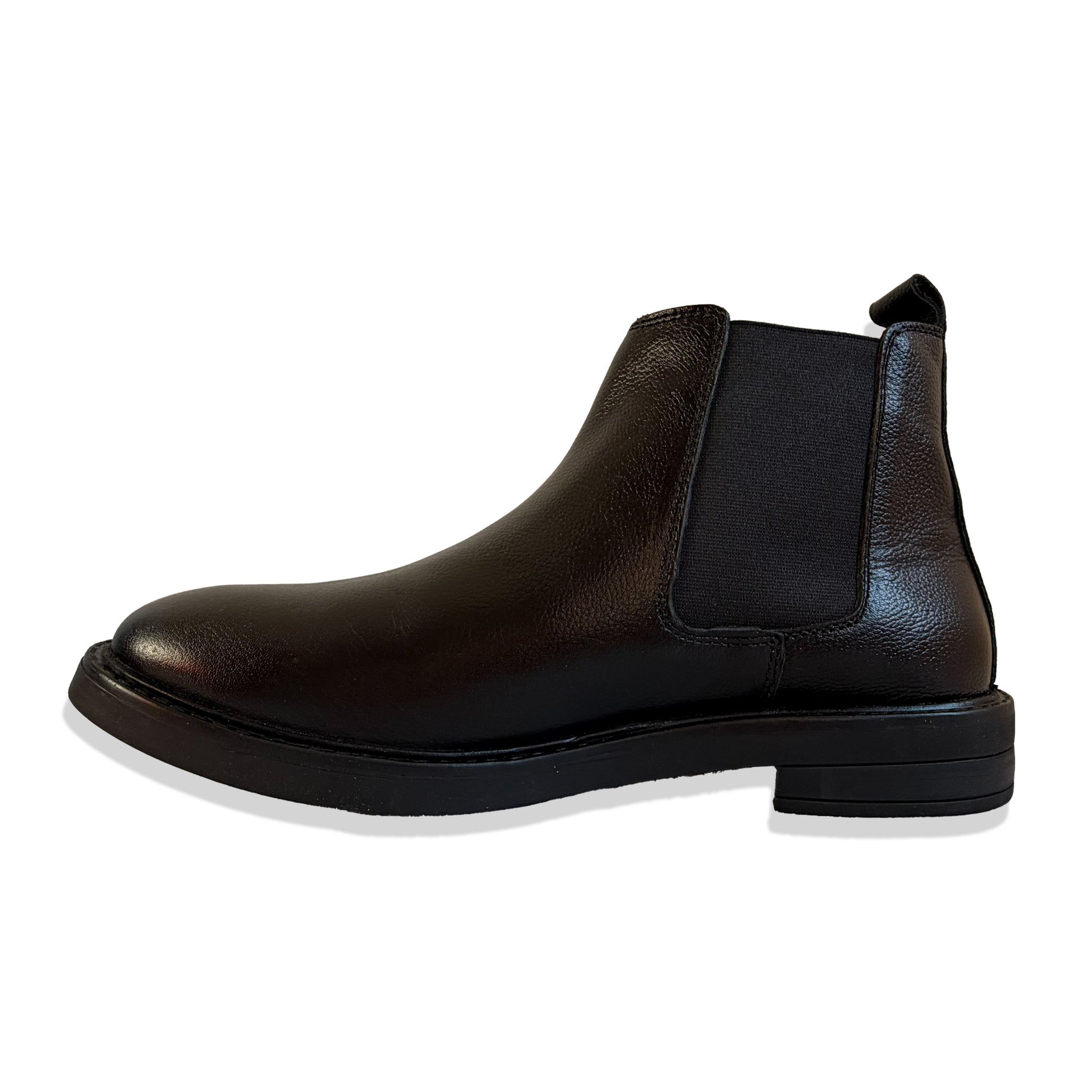 Classic Black Grain Leather Chelsea Boots