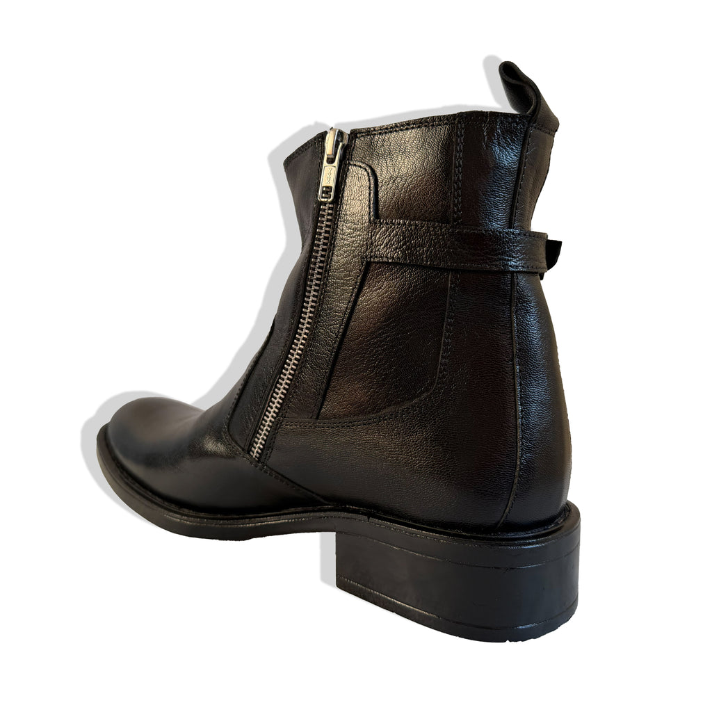 Rebel Black Dual-Zip Leather Chelsea Boots