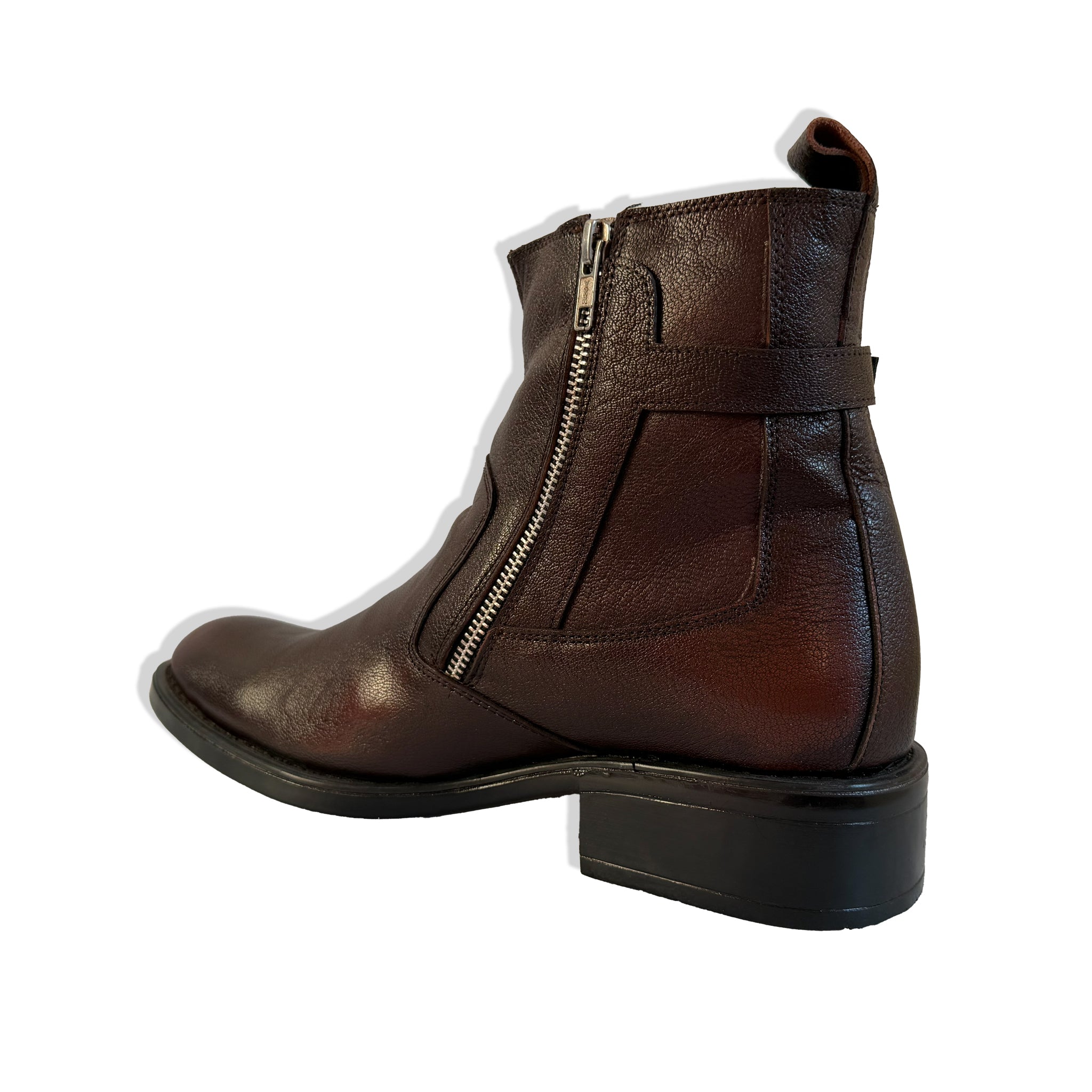 Rebel Dark Brown Dual-Zip Leather Chelsea Boots