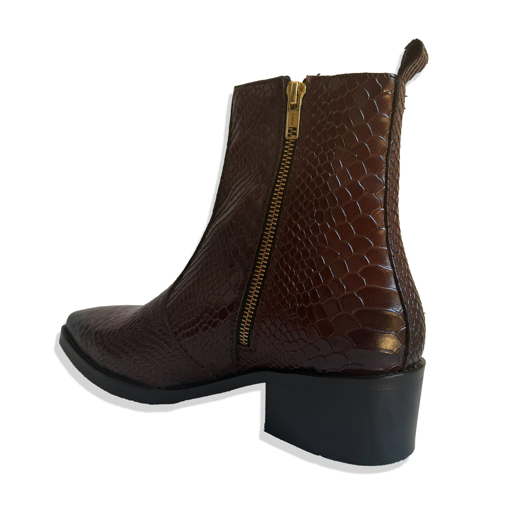 Royal Brown Python Textured Leather Chelsea Boots