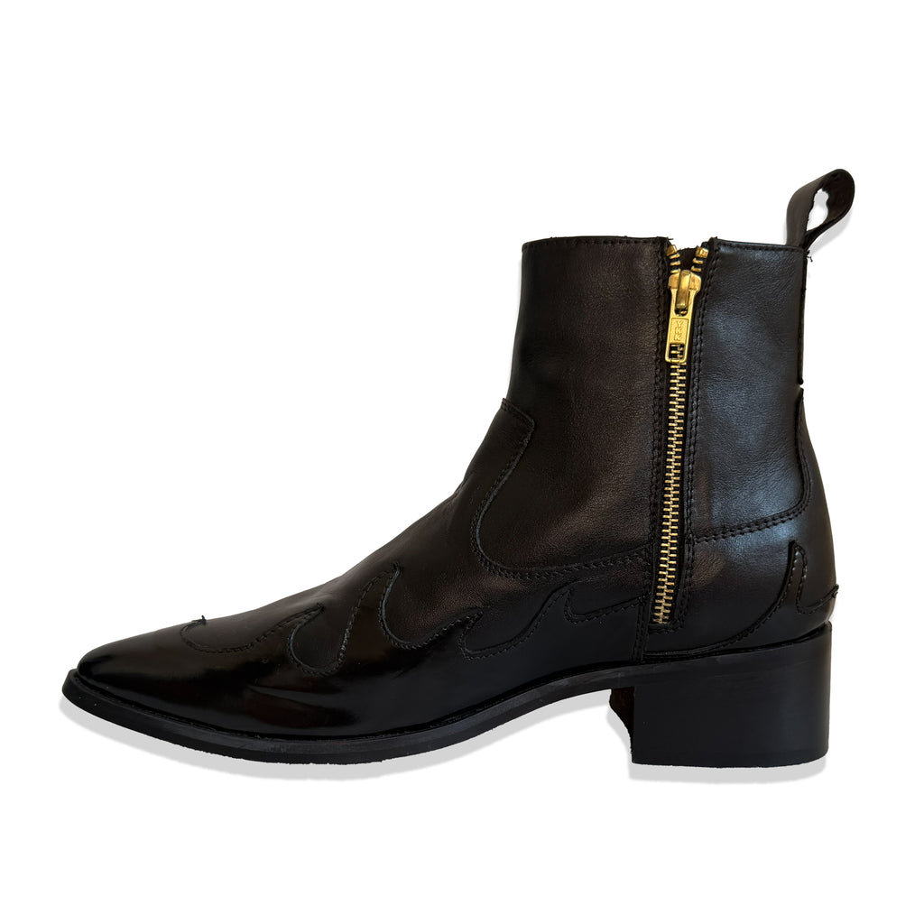 Phantom Black Flame Leather Chelsea Boots