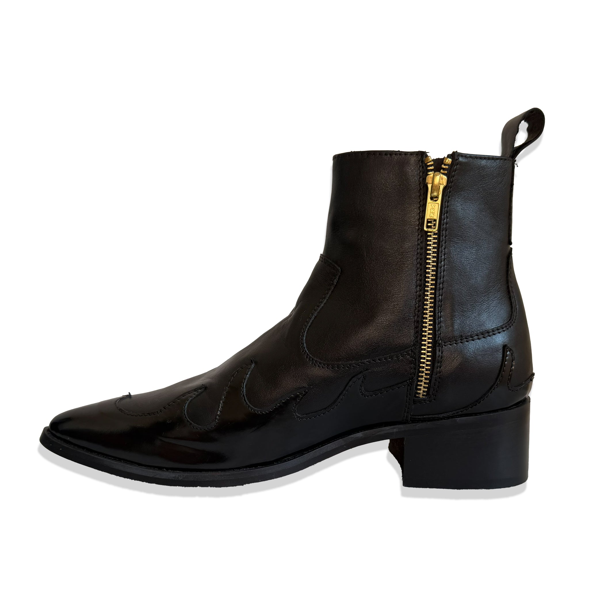 Phantom Black Flame Leather Chelsea Boots