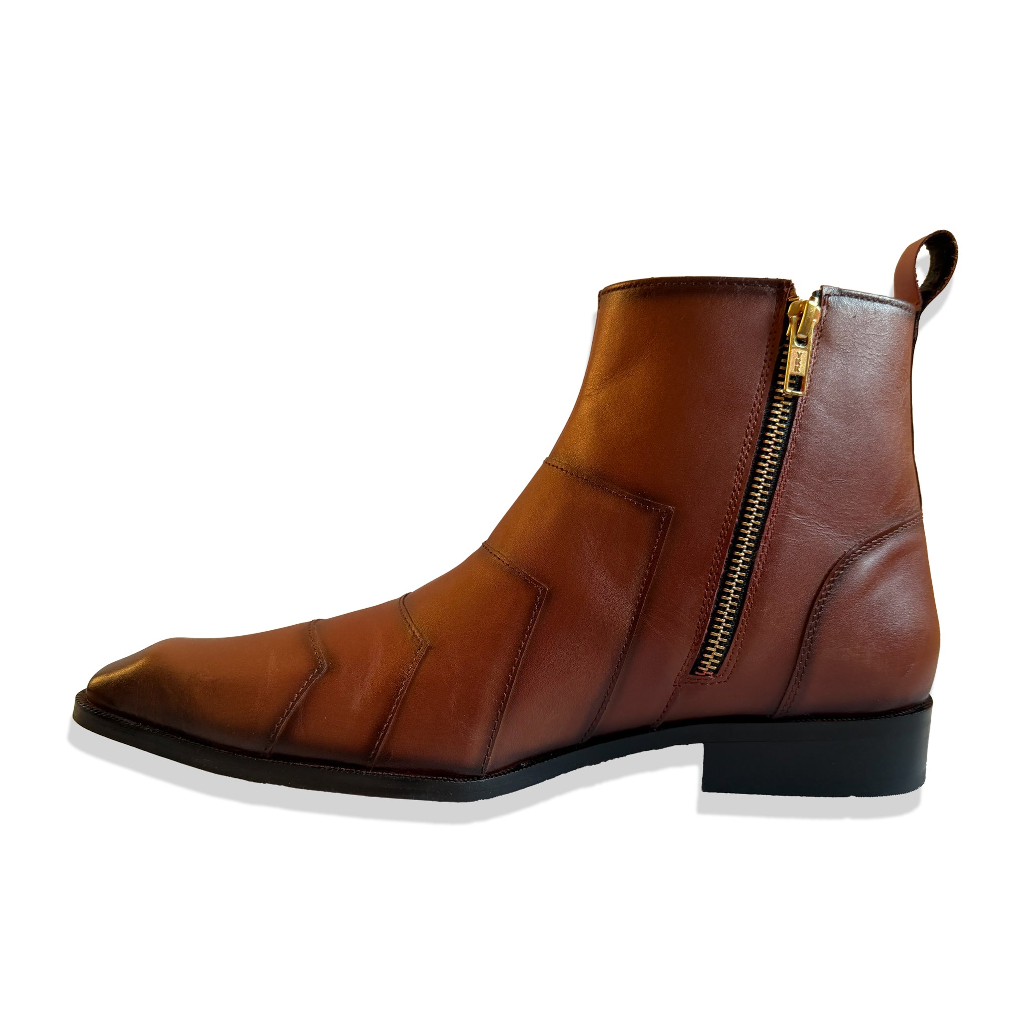 Elite Tan Stitched Panel Leather Chelsea Boots