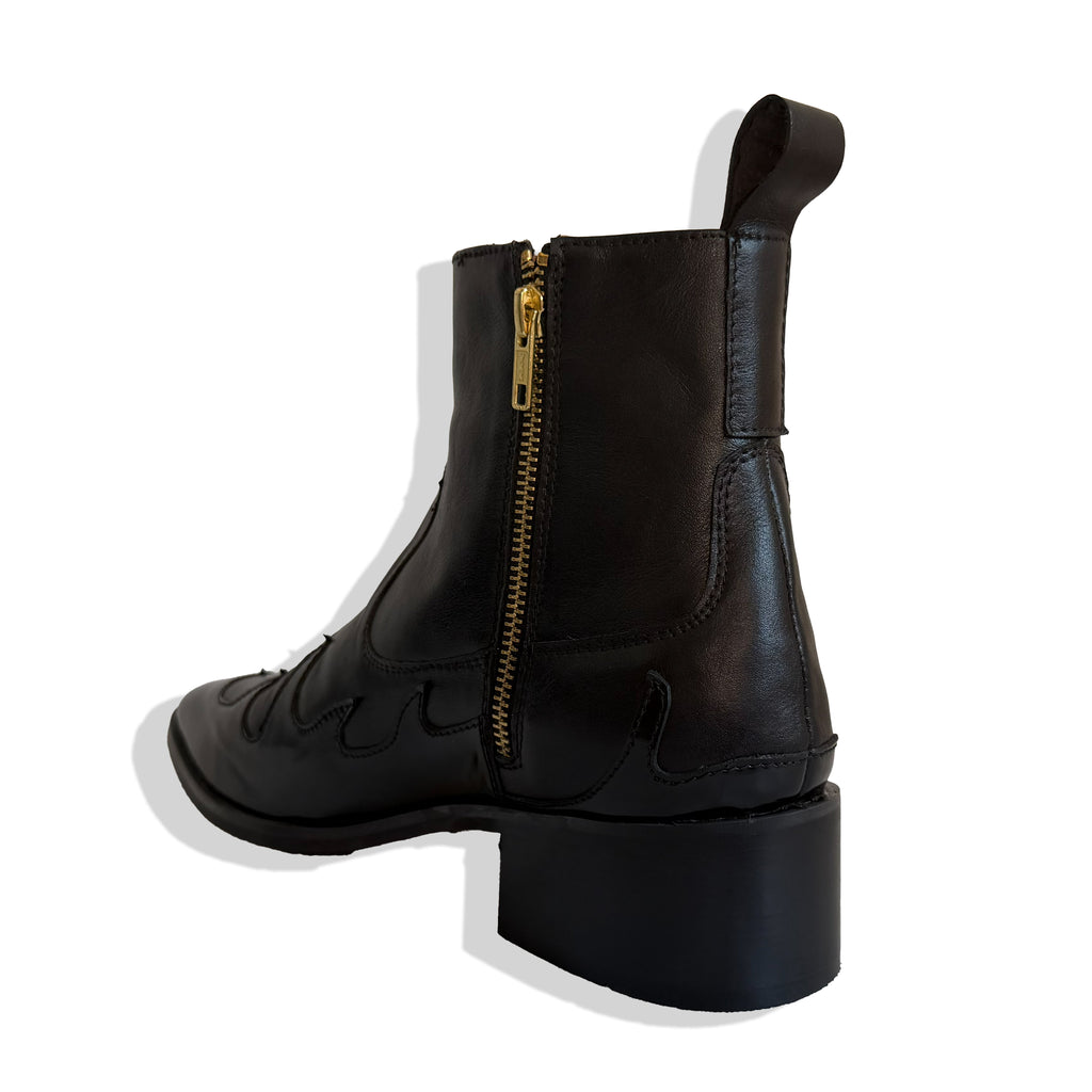 Phantom Black Flame Leather Chelsea Boots