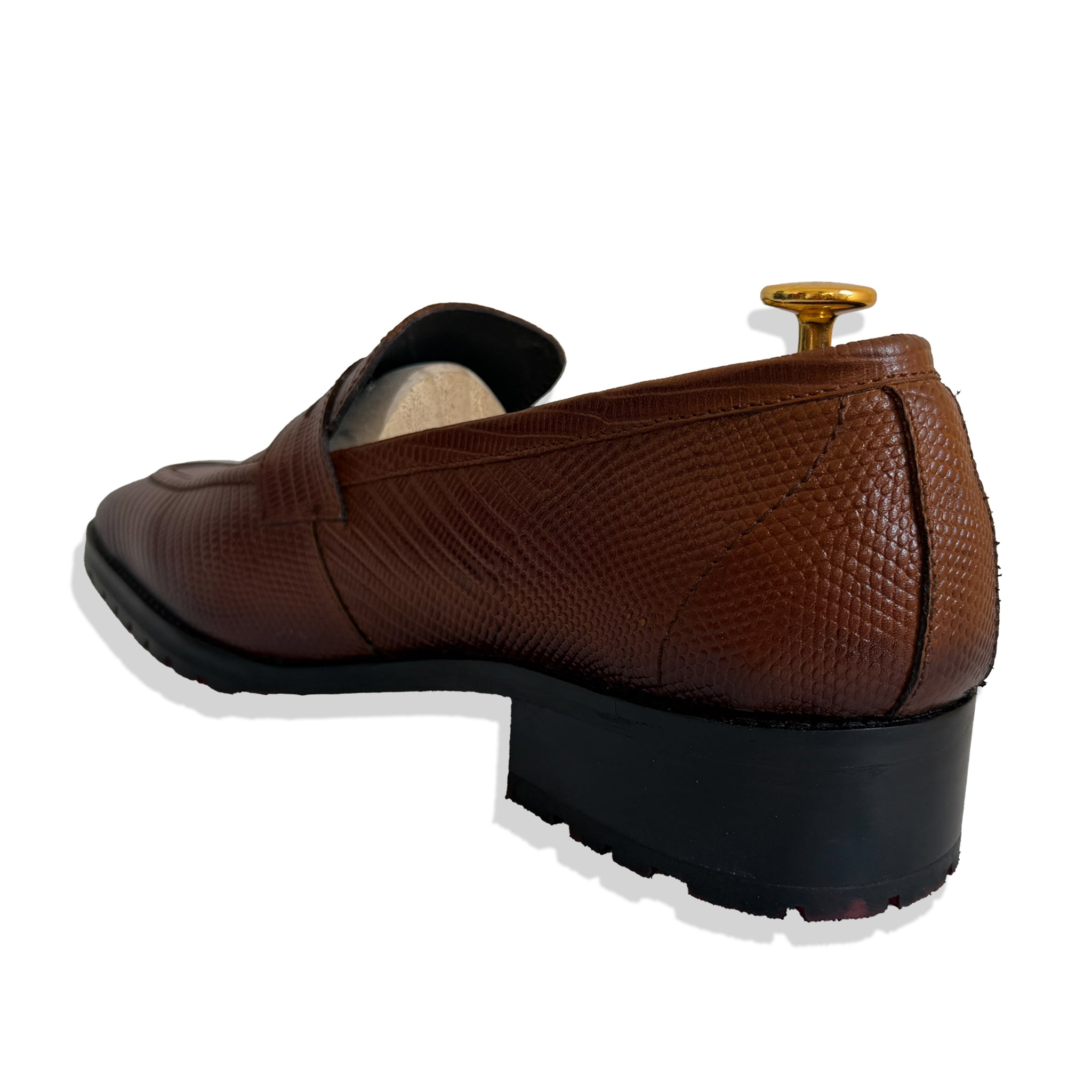 Heritage Tan Textured Leather Penny Loafers