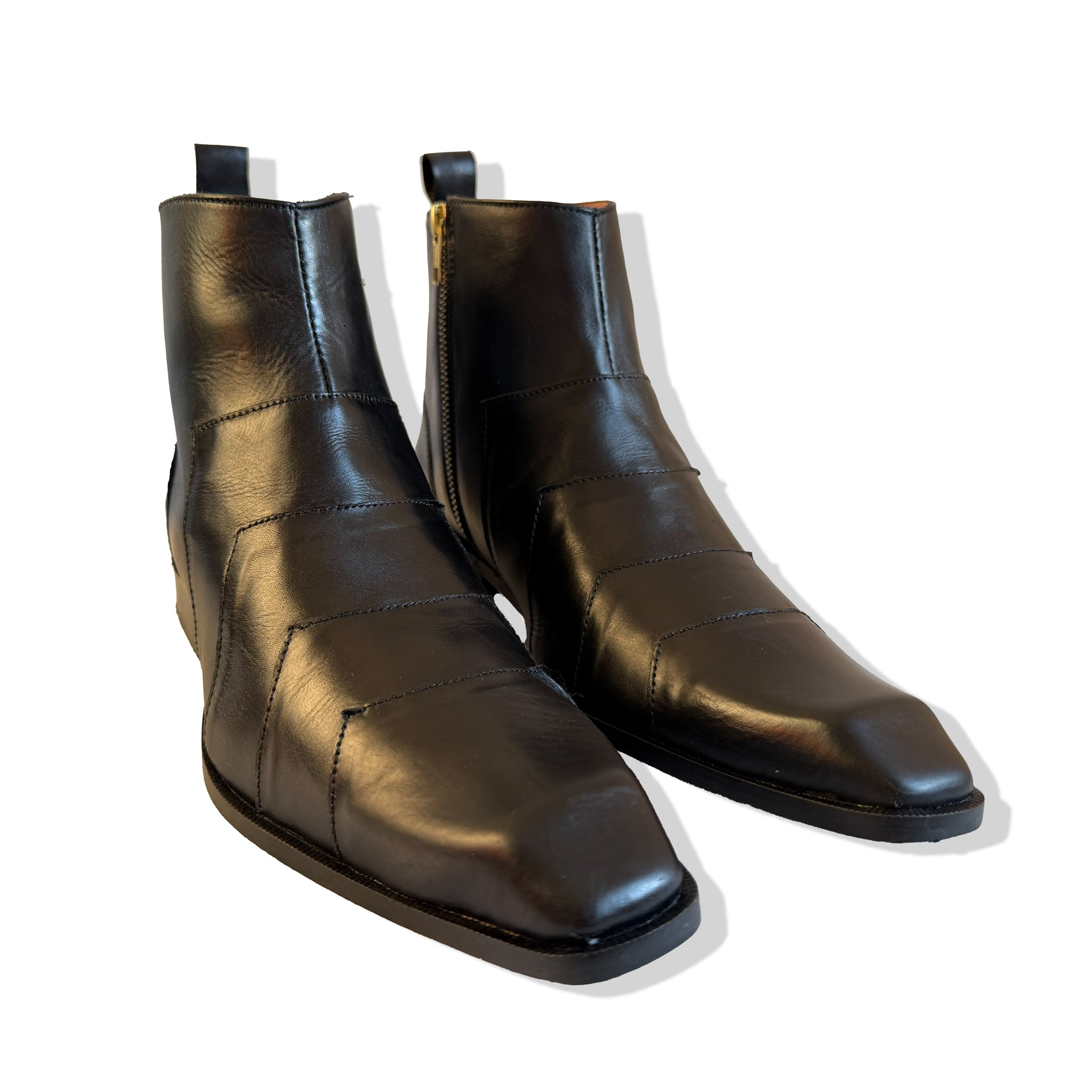 Elite Black Stitched Panel Leather Chelsea Boots