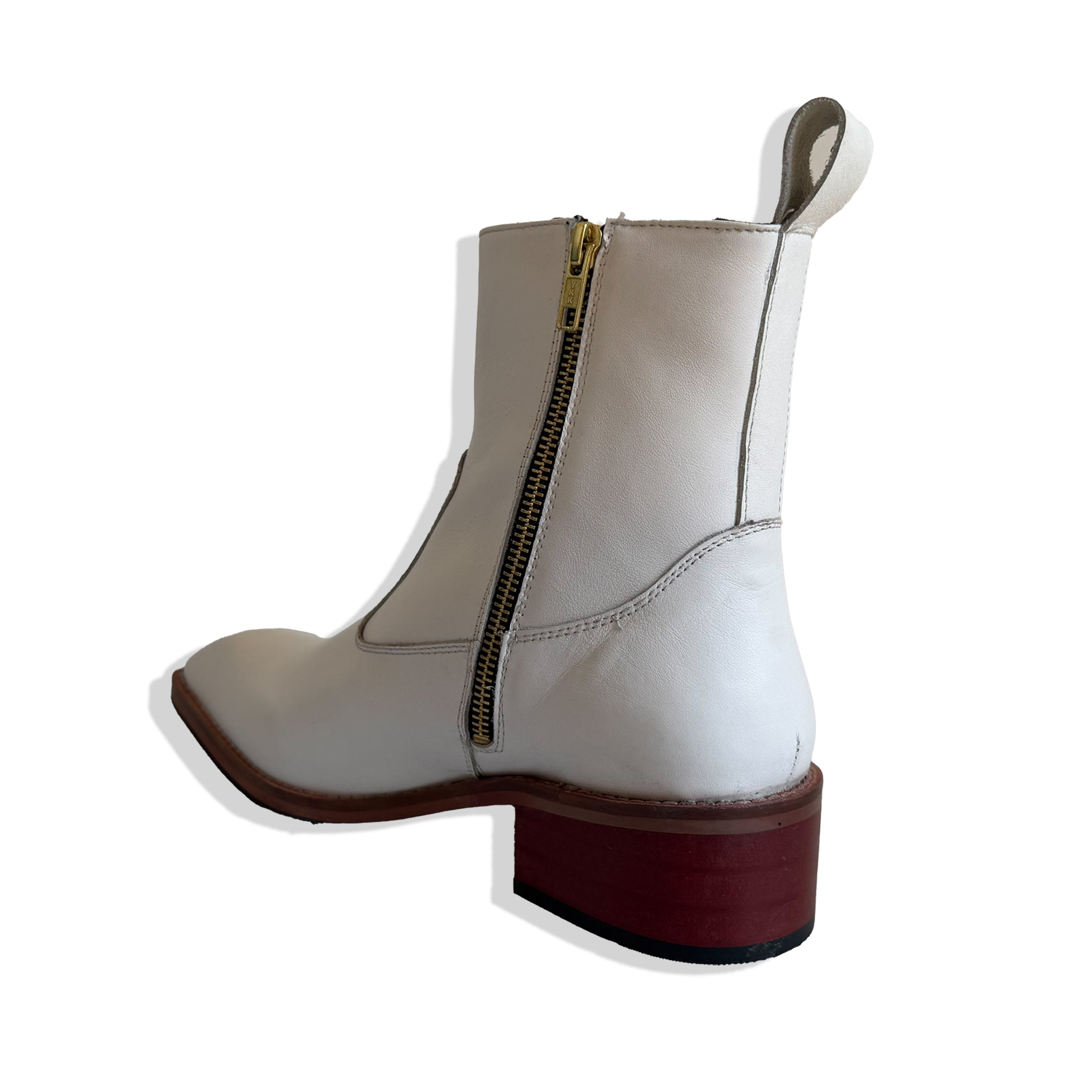Prestige Off-White Leather Cuban Heel Chelsea Boots