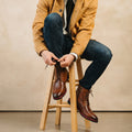 Heritage Tan Croc-Texture Hybrid Brogue Boots