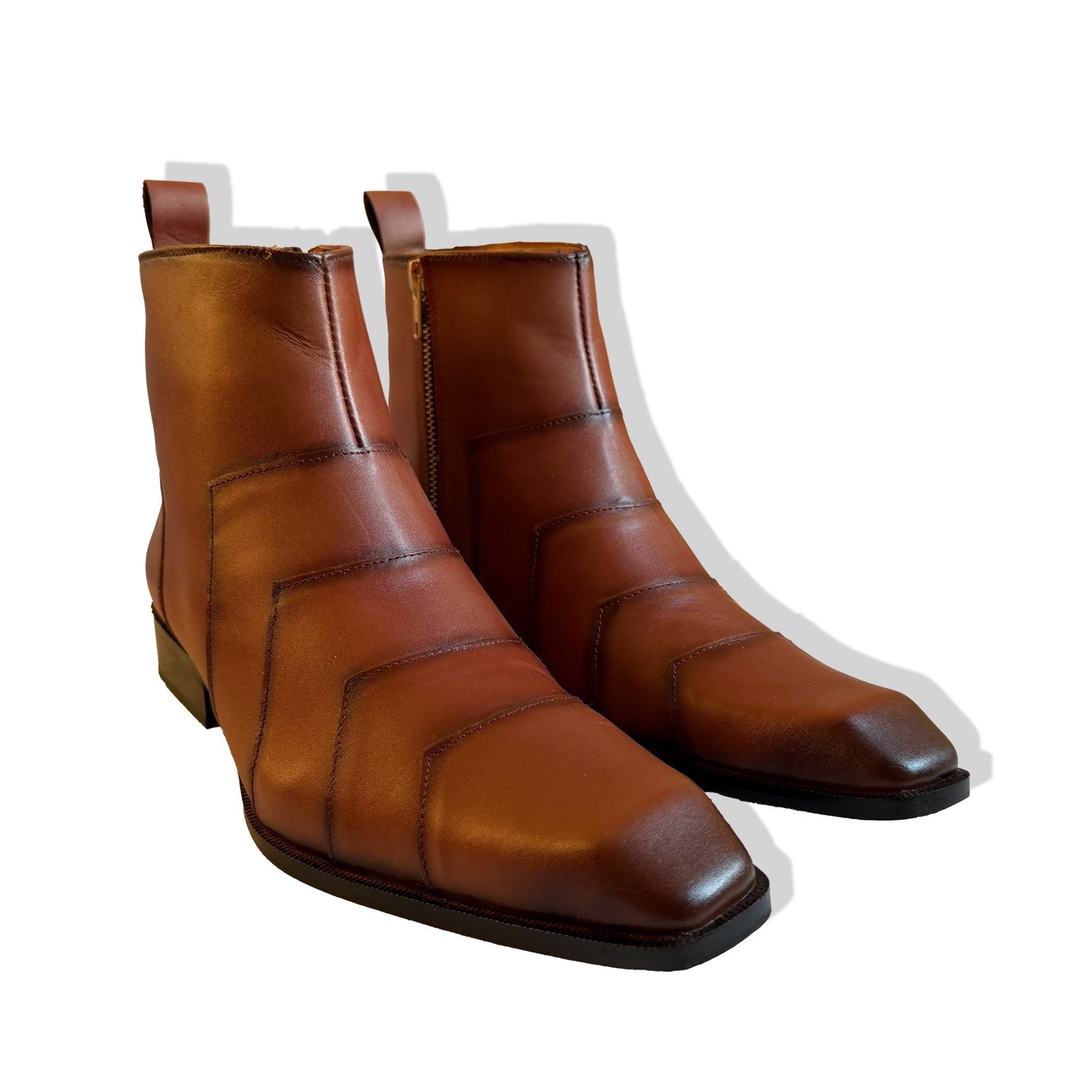 Elite Tan Stitched Panel Leather Chelsea Boots