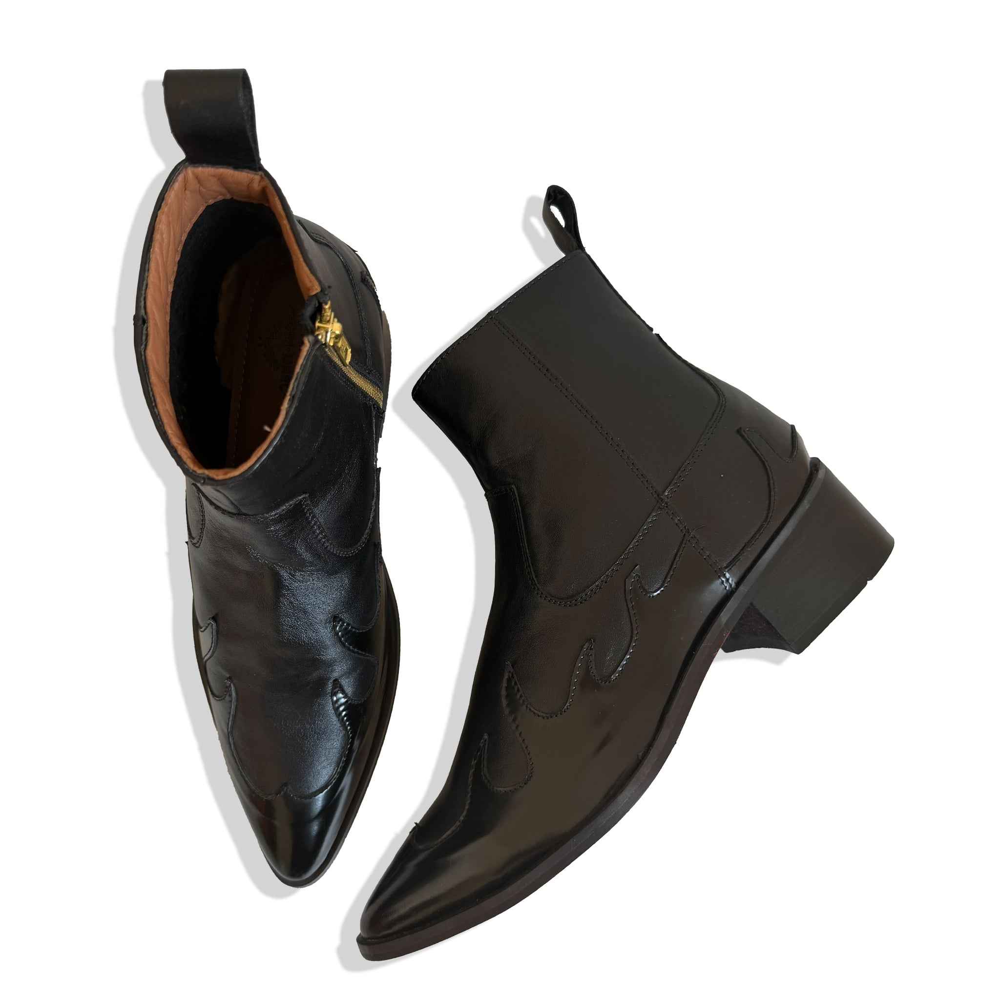 Phantom Black Flame Leather Chelsea Boots