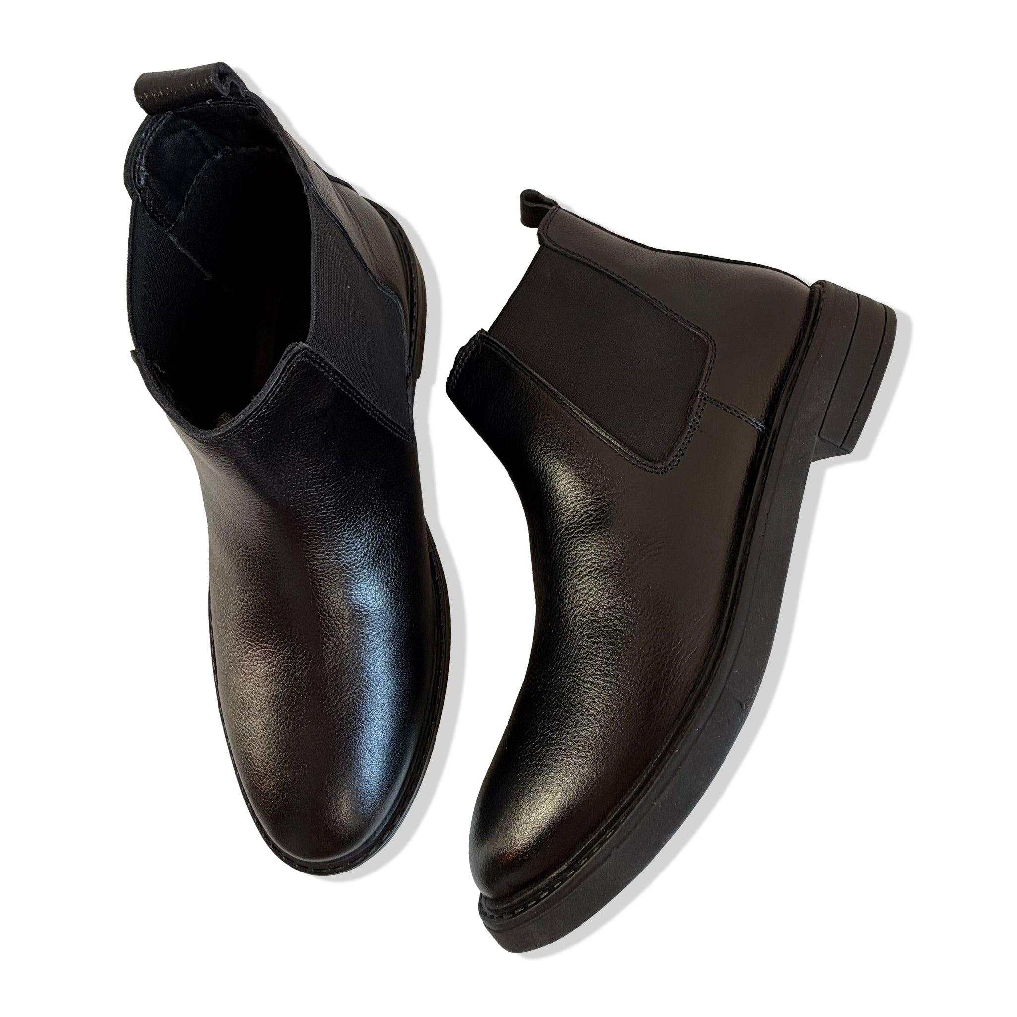Classic Black Grain Leather Chelsea Boots