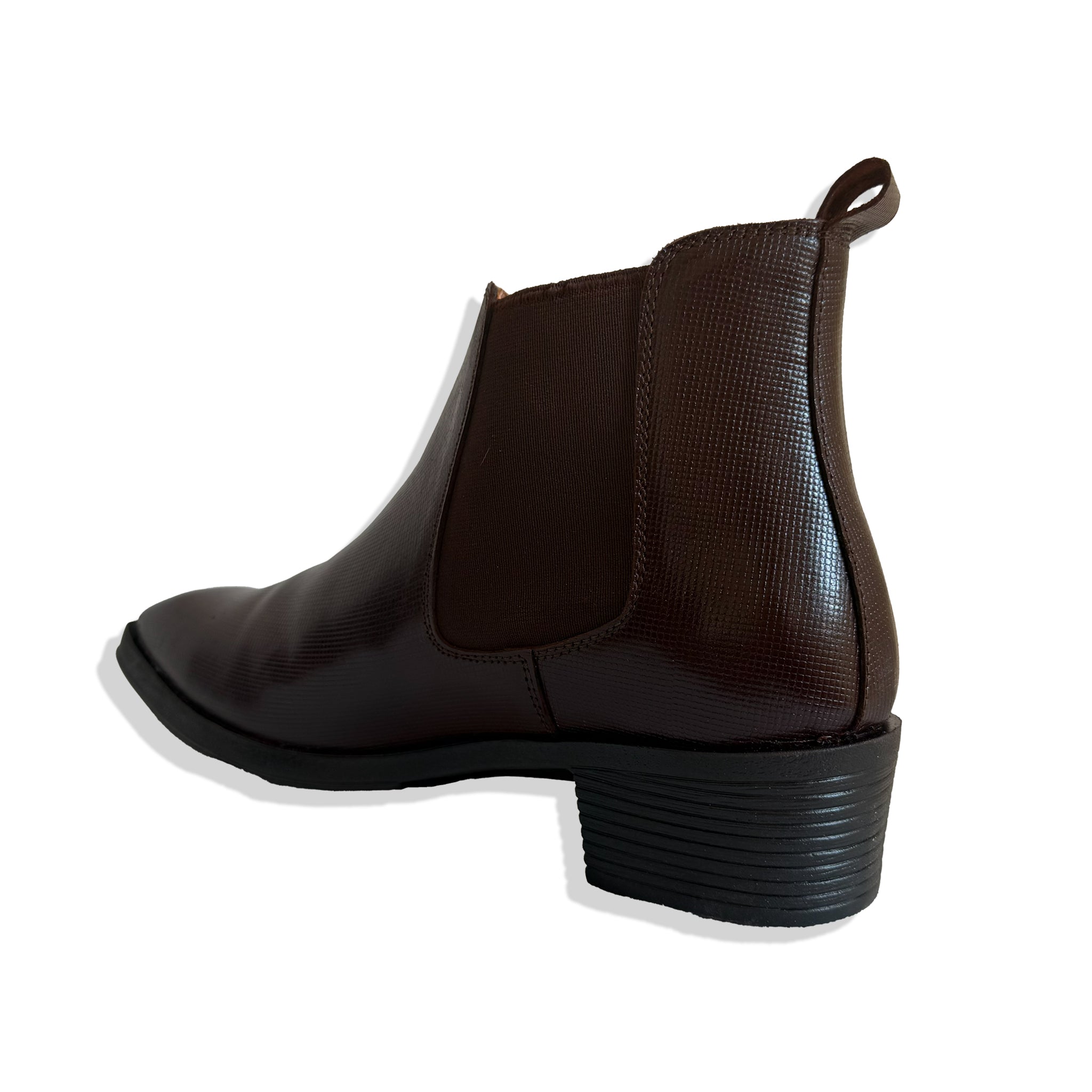 Classic Chocolate Textured Leather Chelsea Boots