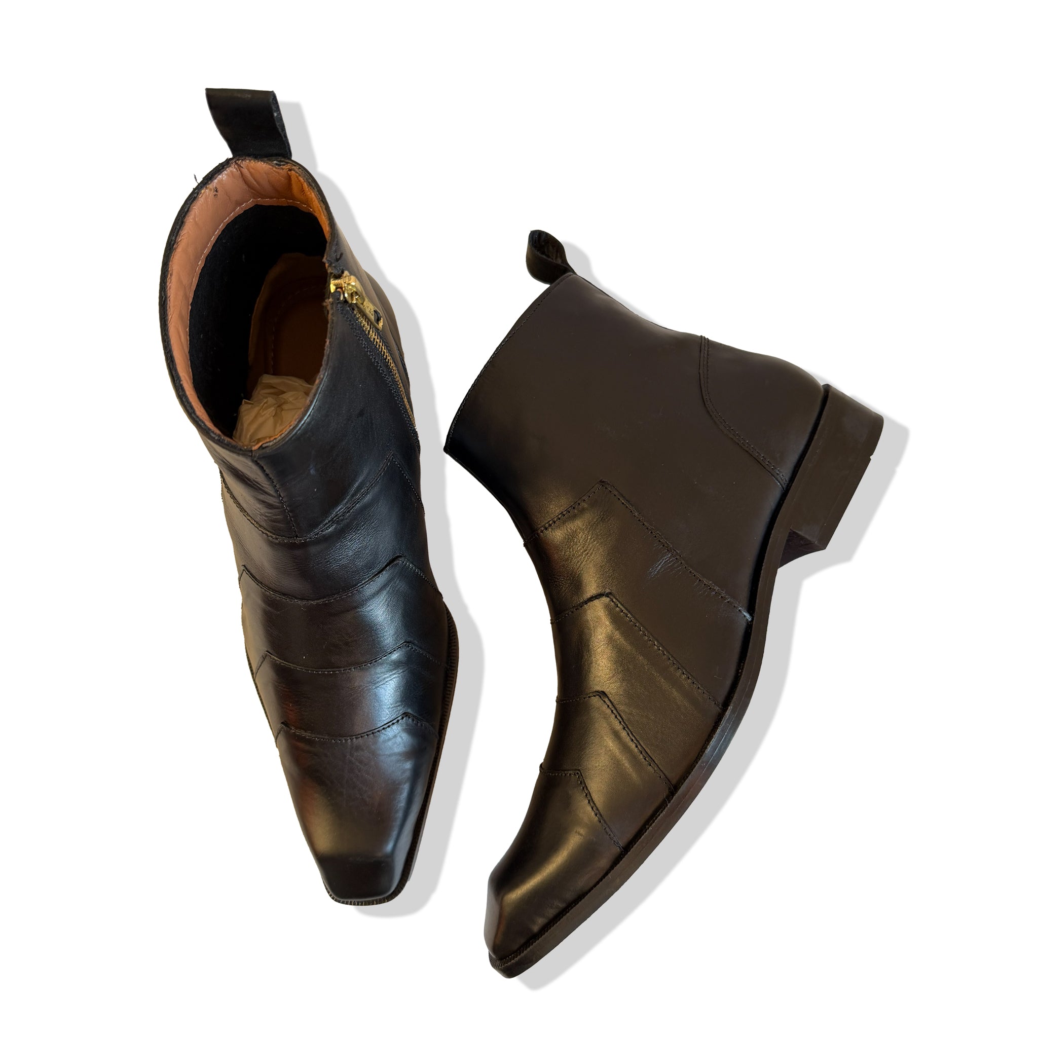 Elite Black Stitched Panel Leather Chelsea Boots
