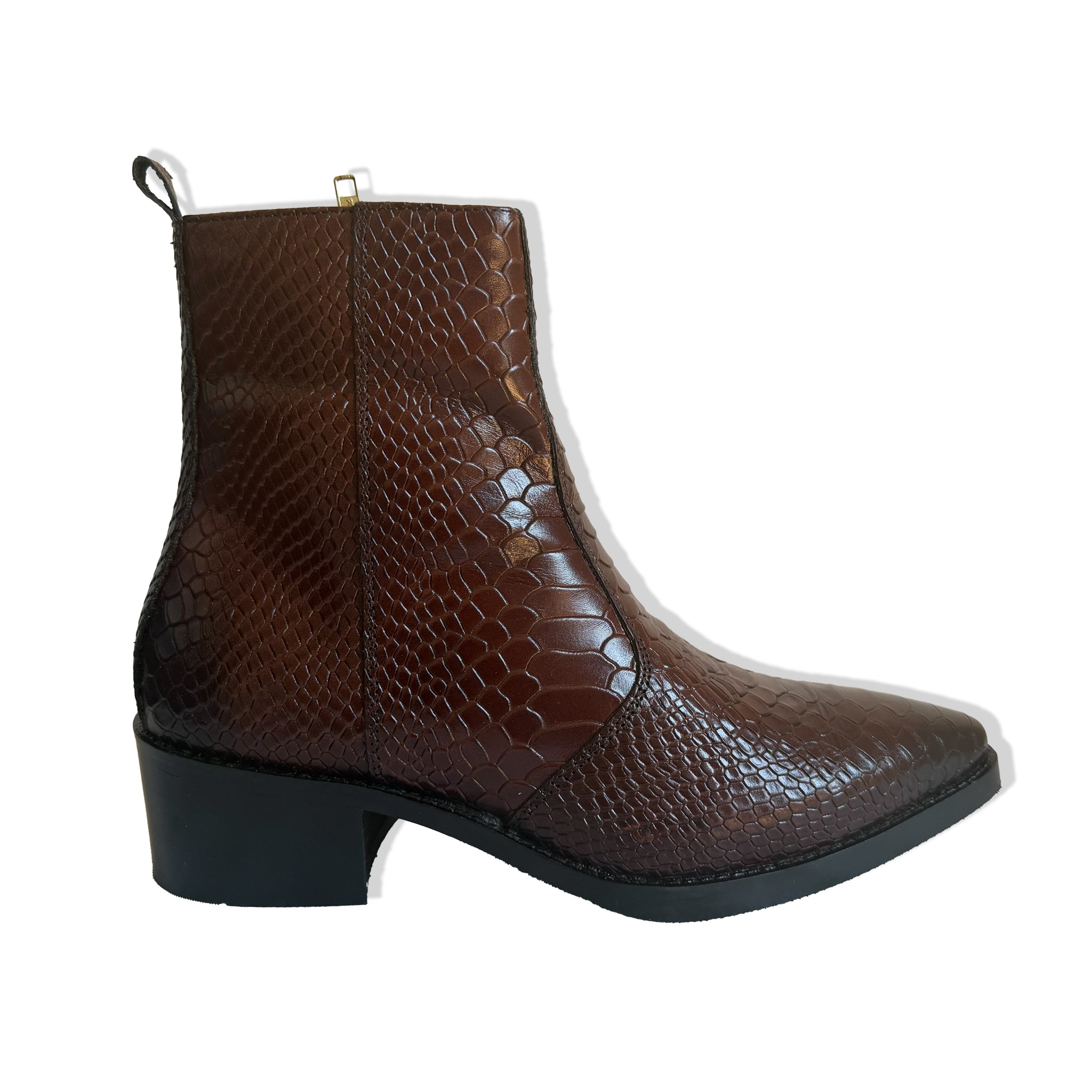 Royal Brown Python Textured Leather Chelsea Boots