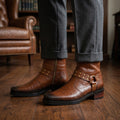 Imperial Tan Croc Harness Leather Chelsea Boots