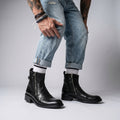 Rebel Black Dual-Zip Leather Chelsea Boots