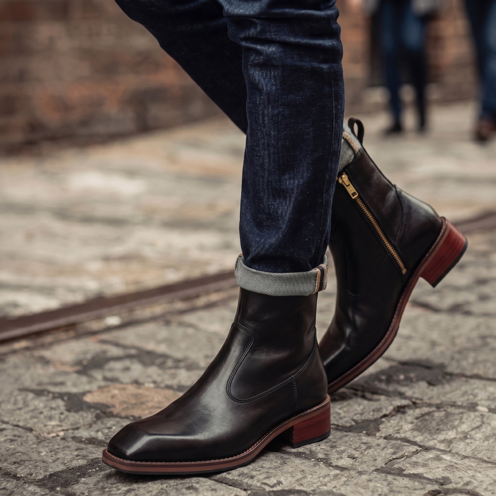 Prestige Black Leather Cuban Heel Chelsea Boots