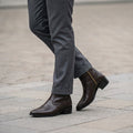 Royal Black Croc Leather Cowboy Chelsea Boots