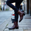 Vintage Burgundy Brogue Leather Chelsea Boots