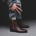 Royal Burgundy Croc Leather Chelsea Boots