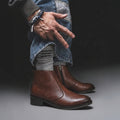 Heritage Tan Embossed Floral Leather Chelsea Boots