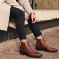 Heritage Tan Embossed Floral Leather Chelsea Boots