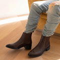 Classic Chocolate Textured Leather Chelsea Boots